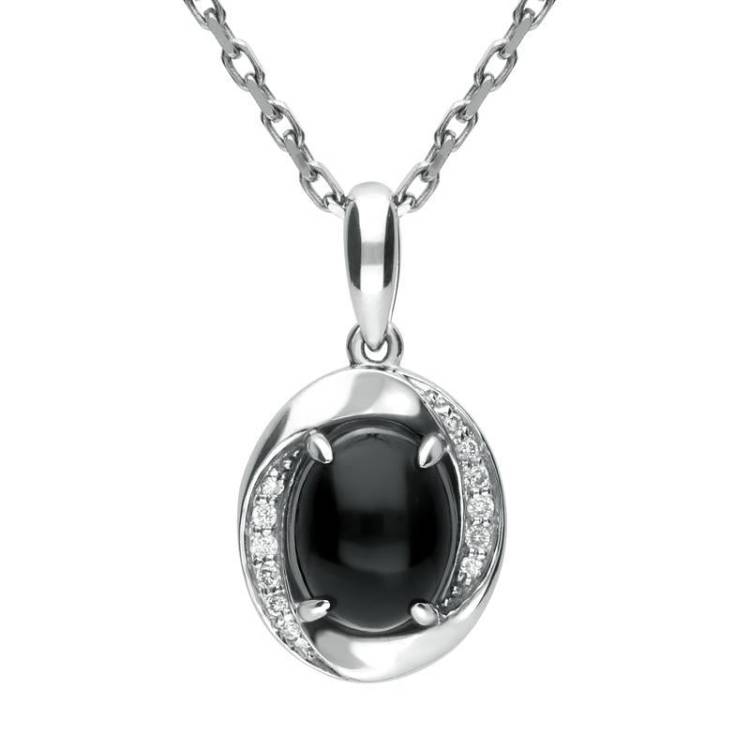 OVAL HALF PAVE SET PENDANT & CHAIN