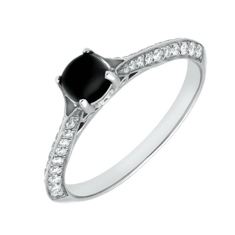 18ct White Gold Whitby Jet 0.30ct Diamond Ring