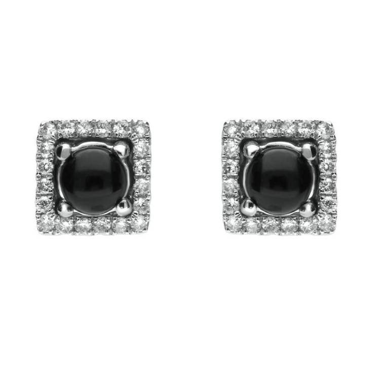 18ct White Gold Whitby Jet and Diamond Adjustable Earrings