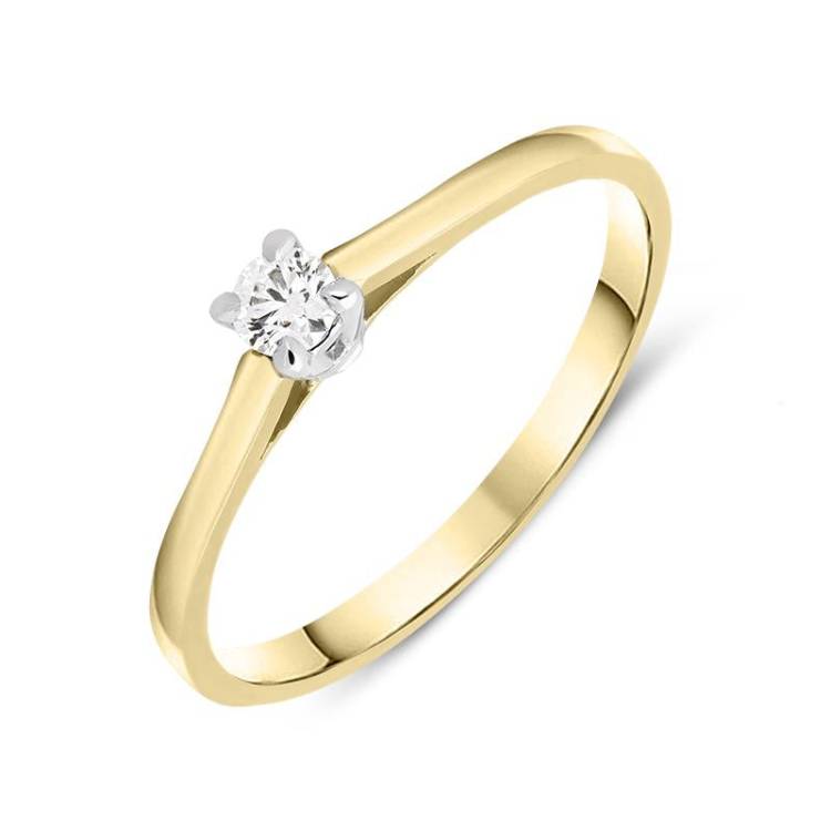 18ct Yellow Gold 0.11ct Brilliant Cut Diamond Solitaire Ring