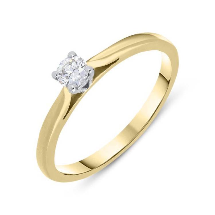 18ct Yellow Gold 0.16ct Diamond Solitaire Ring - Option1 Value Yellow Gold