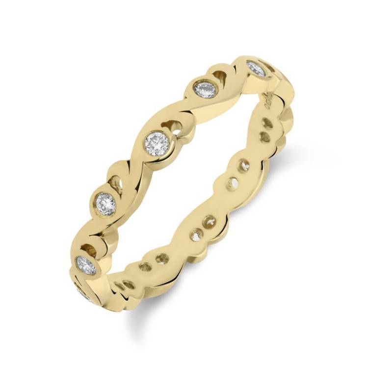 18ct Yellow Gold 0.18ct Diamond 3mm Swirl Band Wedding Ring - N