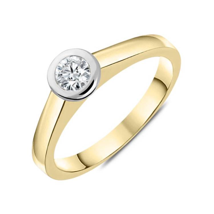 18ct Yellow Gold 0.22ct Diamond Solitaire Ring D - L