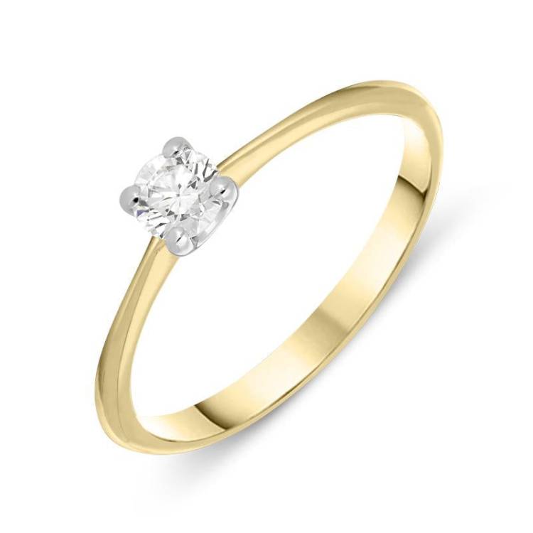 18ct Yellow Gold 0.25ct Diamond Brilliant Cut Solitaire Ring - P