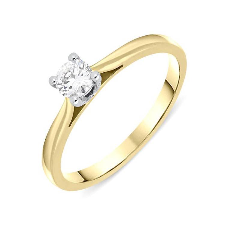 18ct Yellow Gold 0.25ct Diamond Brilliant Cut Solitaire Ring - Option1 Value N