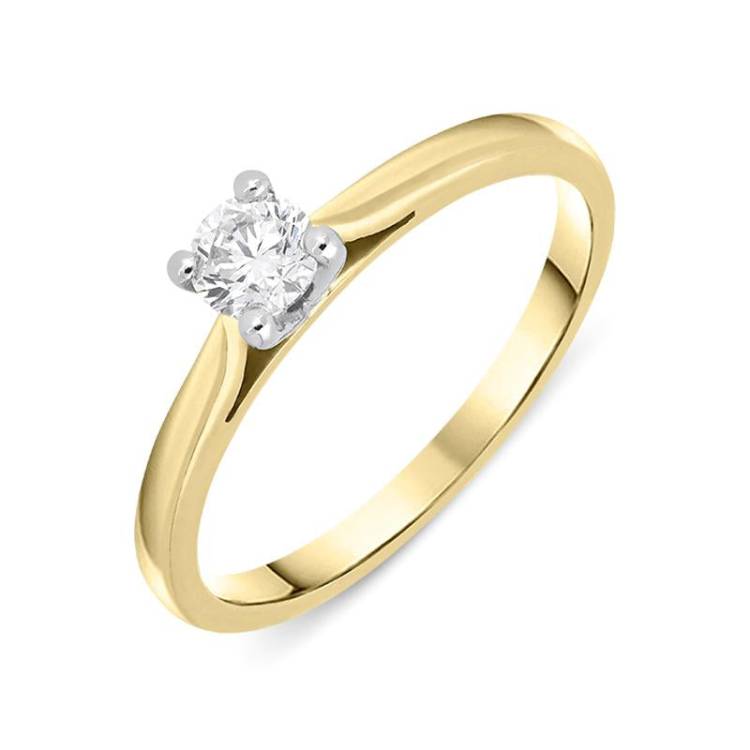 18ct Yellow Gold 0.25ct Diamond Brilliant Cut Solitaire Ring - Option1 Value Yellow Gold