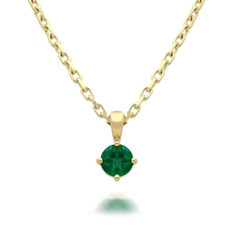 18ct Yellow Gold 0.38ct Emerald Round Cut Necklace
