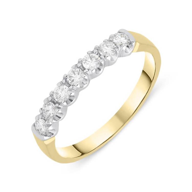 18ct Yellow Gold 0.31ct Diamond Brilliant Cut Wedding Half Eternity Ring - Yellow Gold