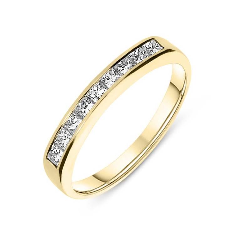 18ct Yellow Gold 0.52ct Diamond Channel Set Wedding Half Eternity Ring - Option1 Value Yellow Gold