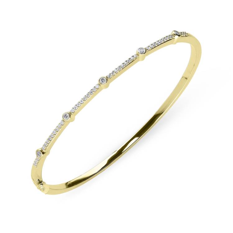 18ct Yellow Gold 0.35ct Diamond Hinged Bangle - Yellow Gold