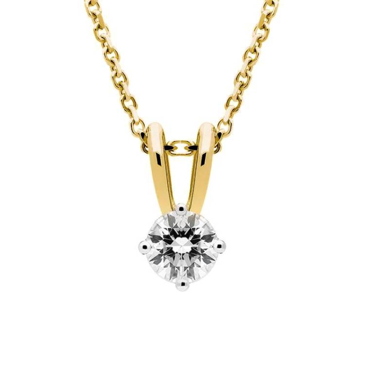 18ct Yellow Gold 0.40ct Diamond Brilliant Cut Solitaire Necklace - Option1 Value Yellow Gold