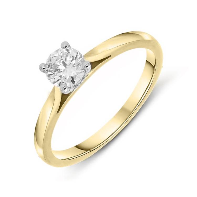 18ct Yellow Gold 0.40ct Diamond Brilliant Cut Solitaire Ring - Option1 Value Yellow Gold