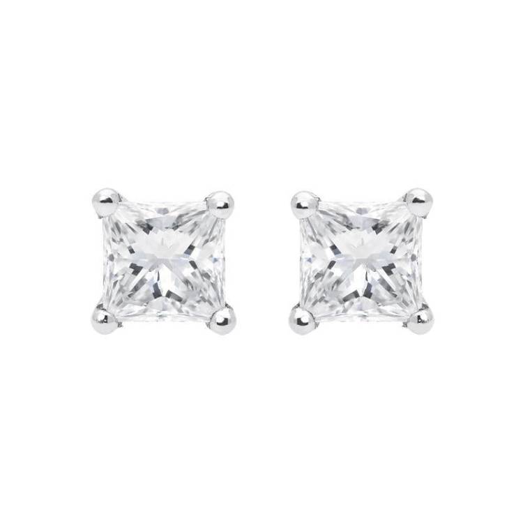 18ct Yellow Gold 0.52ct Diamond Princess Cut Solitaire Stud Earrings - Option1 Value Yellow Gold