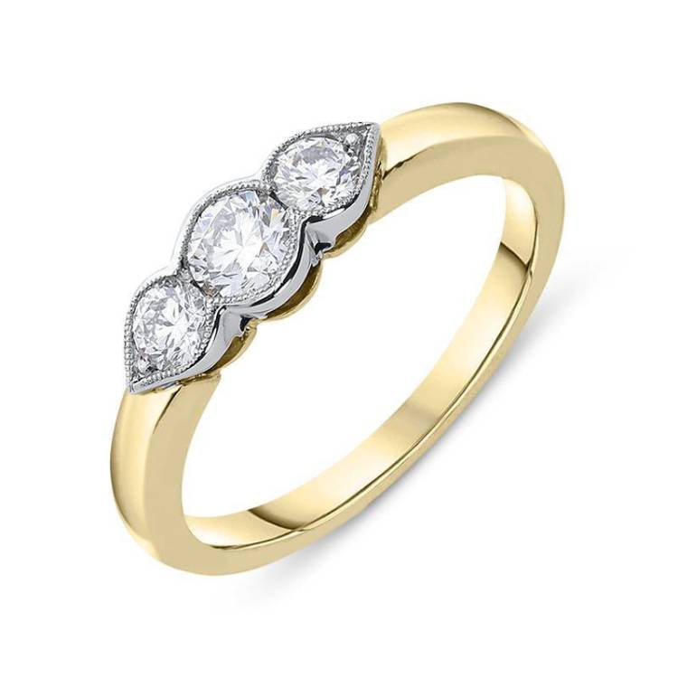 18ct Yellow Gold 0.53ct Diamond Trilogy Ring - Option1 Value Yellow Gold
