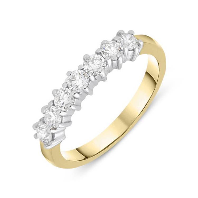 18ct Yellow Gold 0.60ct Diamond Brilliant Cut Wedding Half Eternity Ring - Yellow Gold