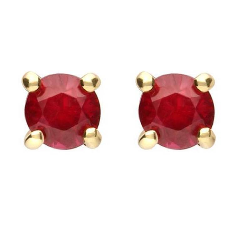 18ct Yellow Gold 0.69ct Ruby Brilliant Cut Stud Earrings