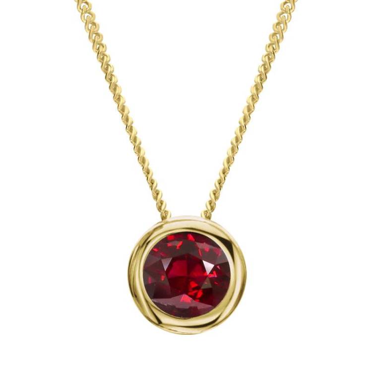 18ct Yellow Gold 0.67ct Ruby Round Necklace