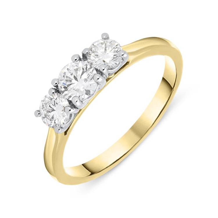 18ct Yellow Gold 0.75ct Diamond Brilliant Cut Trilogy Ring - Option1 Value Yellow Gold
