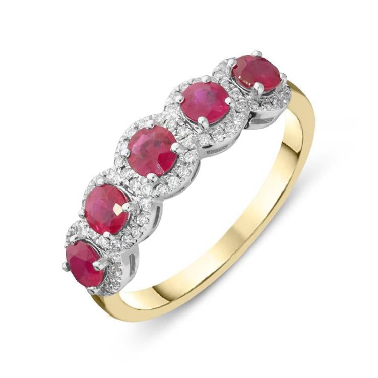 18ct Yellow Gold 0.91ct Ruby Diamond Eternity Ring