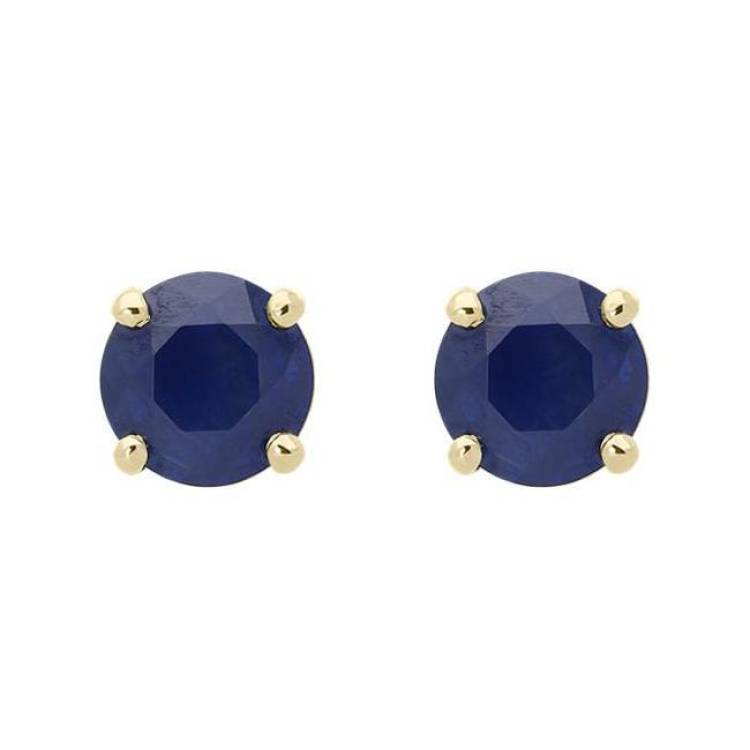 18ct Yellow Gold 1.32ct Sapphire Round Cut Stud Earrings