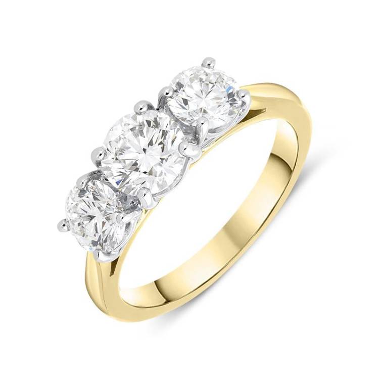 18ct Yellow Gold 2.95ct Diamond Brilliant Cut Trilogy Ring - Option1 Value Yellow Gold