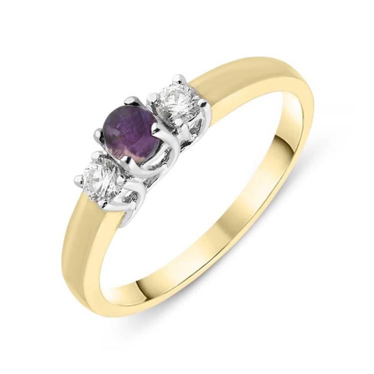 18ct Yellow Gold Blue John Diamond Trilogy Ring - Option1 Value Yellow Gold