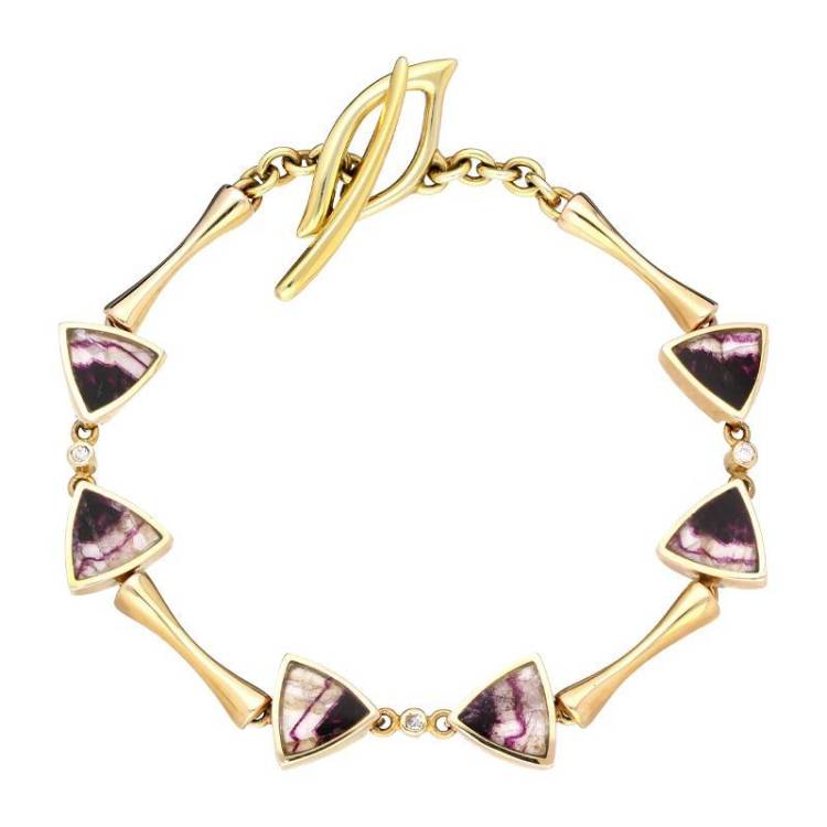 18ct Yellow Gold Blue John 0.03ct Diamond Bracelet