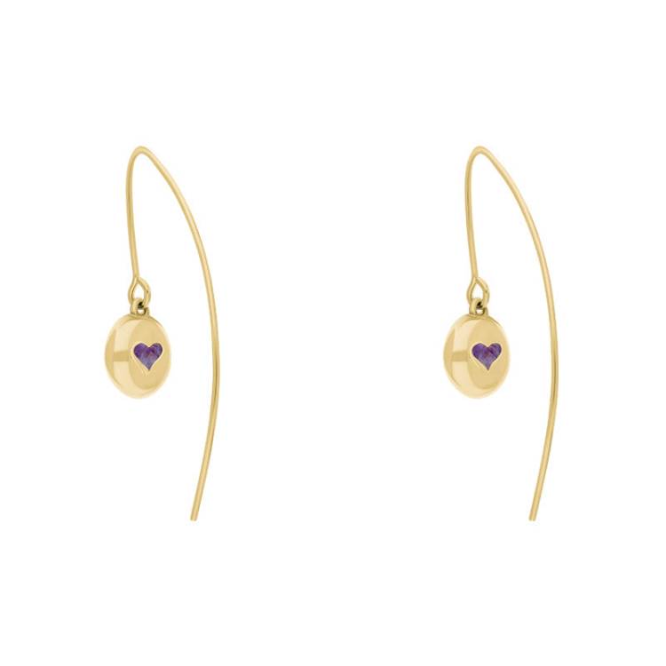 18ct Yellow Gold Blue John Heart Disc Drop Earrings - Yellow Gold