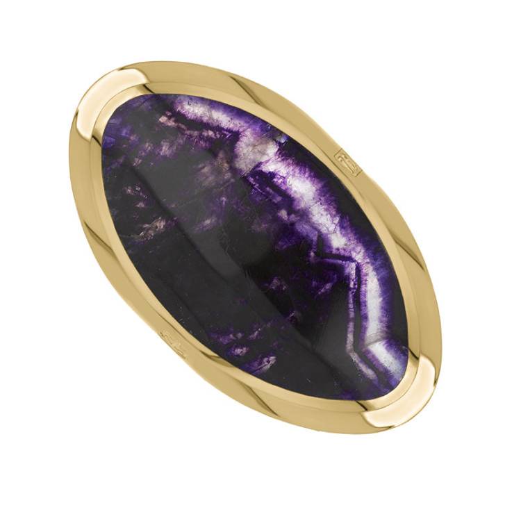 18ct Yellow Gold Blue John King's Coronation Hallmark Large Oval Ring - J