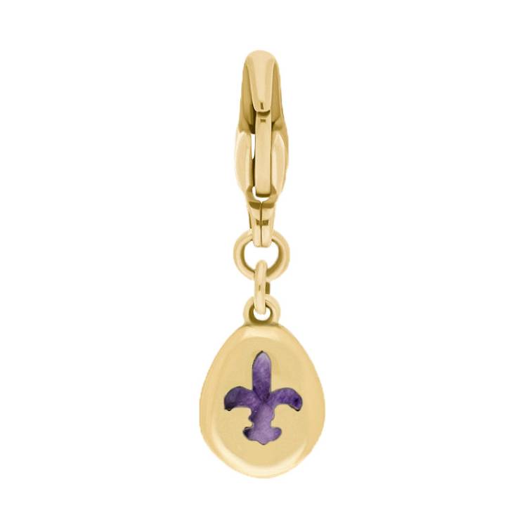 18ct Yellow Gold Blue John Pear Shaped Fleur De Lis Clip Charm - Option1 Value Yellow Gold