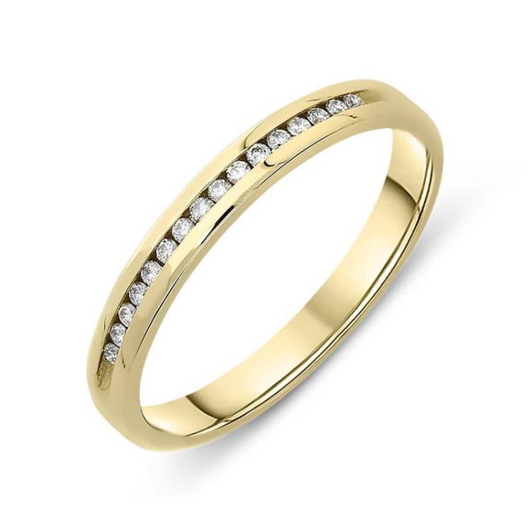 18ct Yellow Gold Diamond Channel Set Half Eternity Ring - Option1 Value Yellow Gold