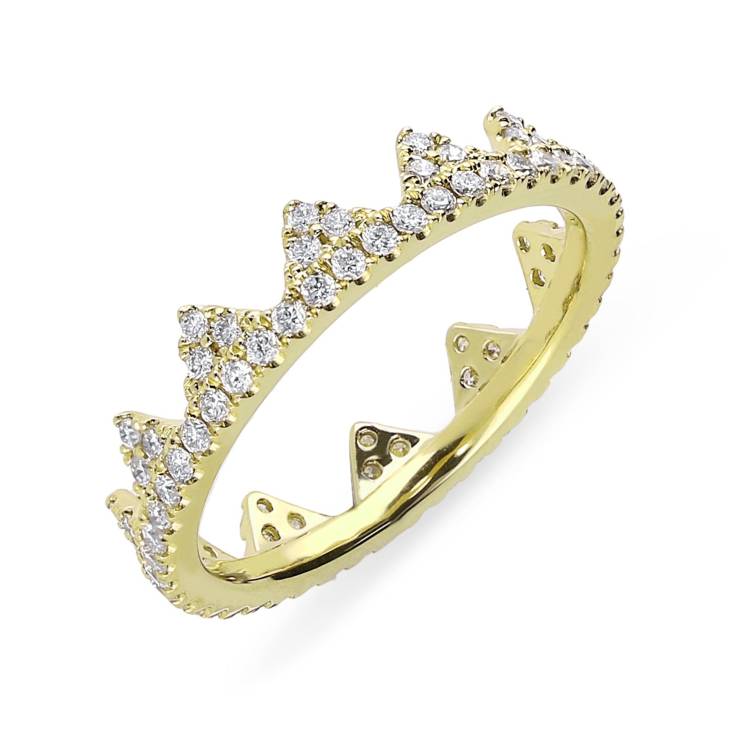 18ct Yellow Gold 0.63ct Diamond Geometric Stacking Ring - Yellow Gold