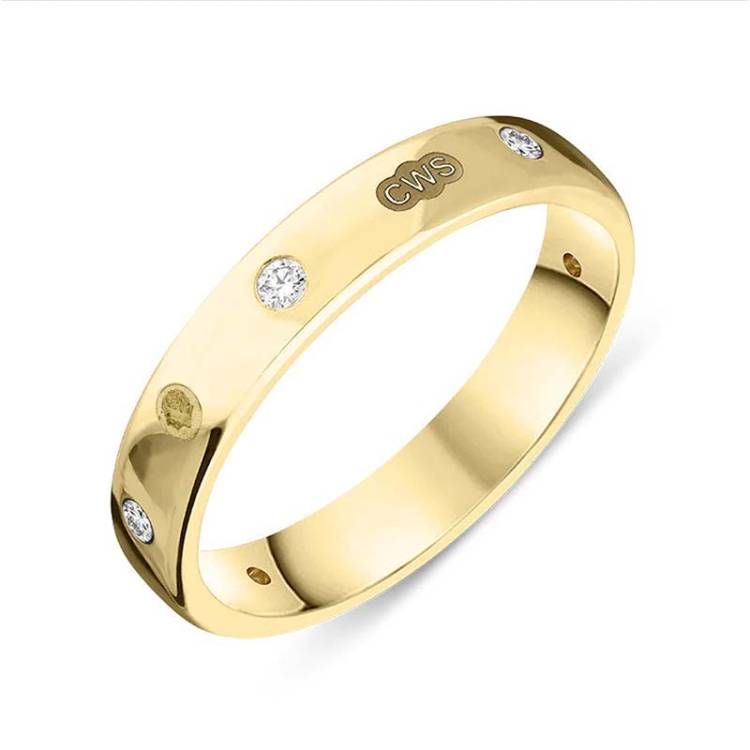 18ct Yellow Gold 0.15ct Diamond King's Coronation Hallmark 4mm Ring - R