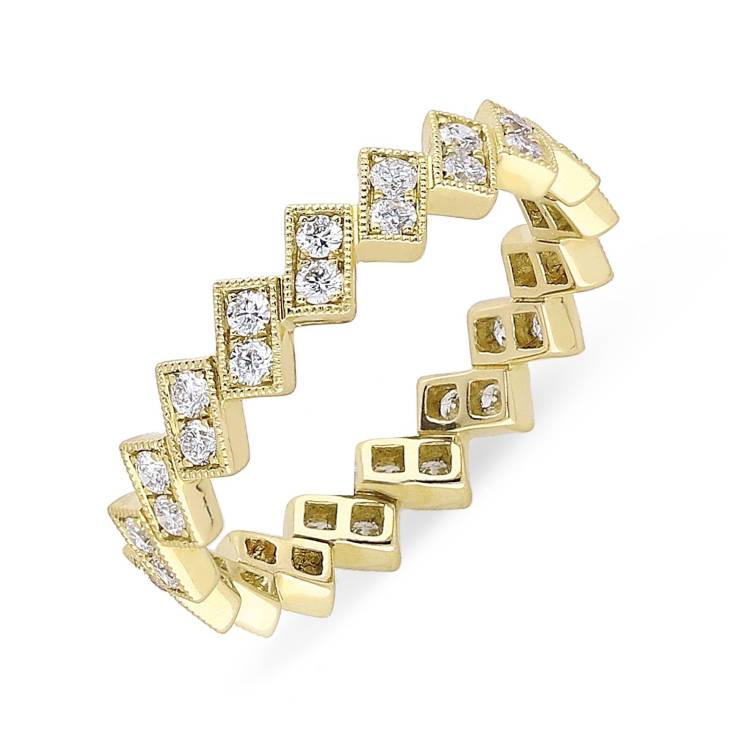 18ct Yellow Gold 0.54ct Diamond Stacking Ring - Yellow Gold
