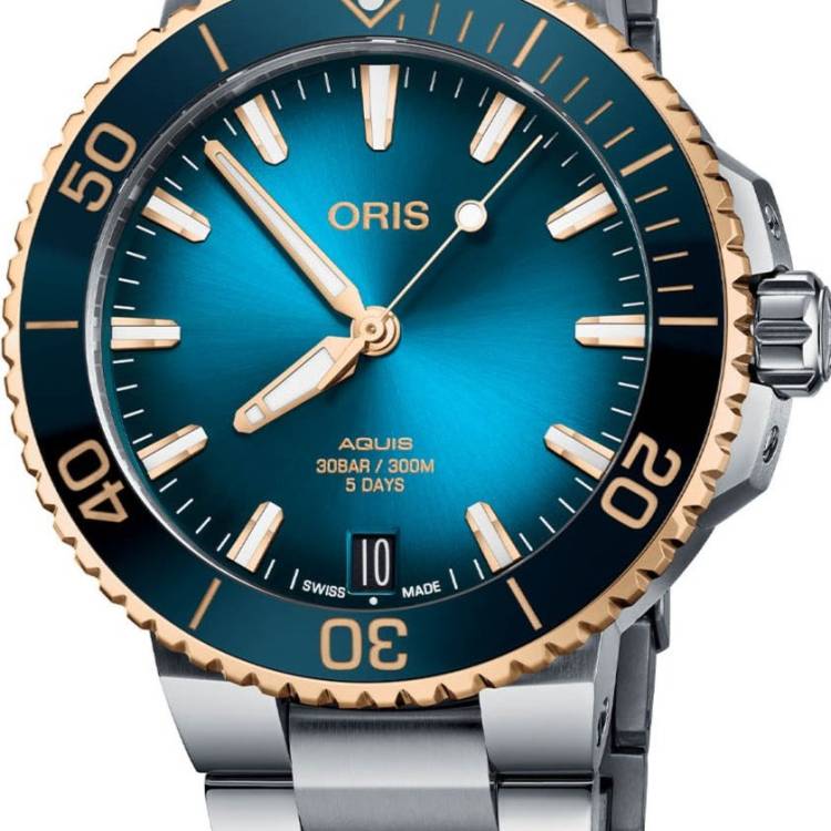 Oris Watch Aquis Date Calibre 400 Bi-Colour Blue Bracelet
