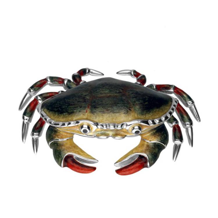 Saturno Sterling Silver Enamel Single Large Crab Figurine