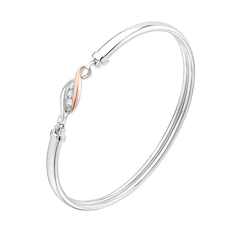 Clogau Past Present Future Sterling Silver White Topaz Bangle - Silver