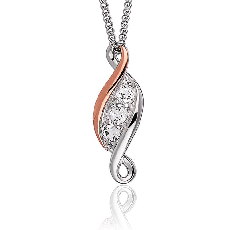 Clogau Past Present Future Sterling Silver White Topaz Necklace