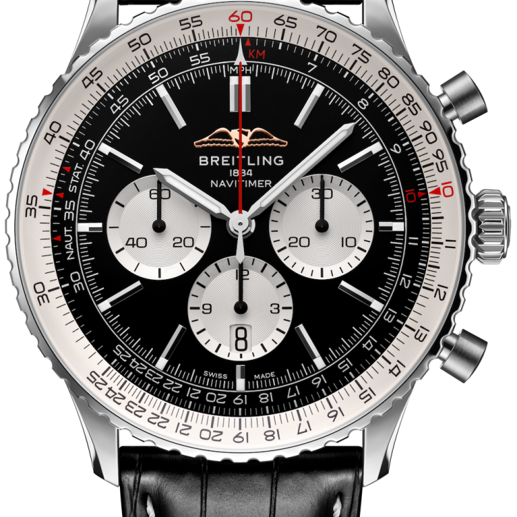 Breitling Watch Navitimer B01 Chronograph 46 Black Croc Folding Clasp
