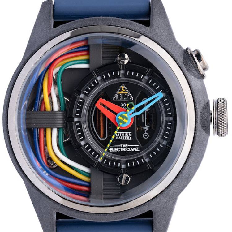 Electricianz Watch Nylon Carbon Z 42mm Blue Rubber - Black