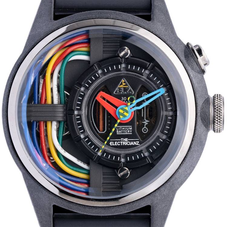 Electricianz Watch Nylon Carbon Z 42mm Black Rubber - Black