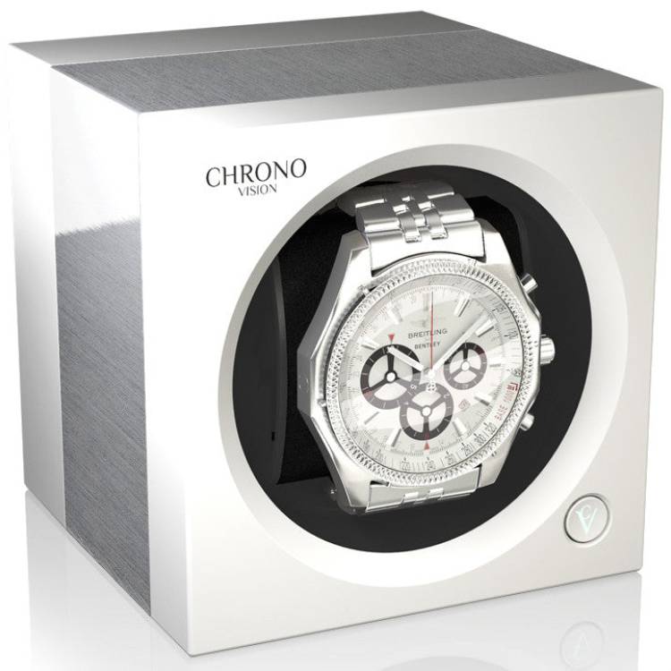 Chronovision One Watch Winder Bluetooth Aluminium White Silk - White