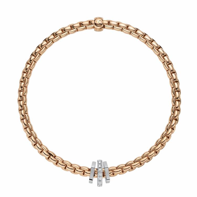 Fope Eka 18ct Rose Gold 0.15ct Diamond Bracelet - XL