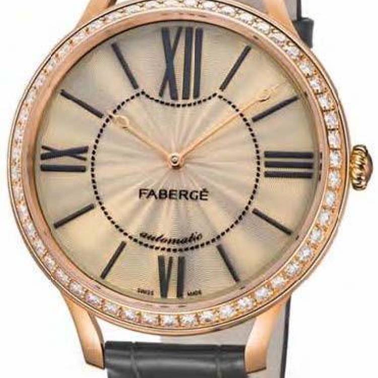 Faberge Watch Lady 18ct Rose Gold Opalescent Enamel Dial - Gold