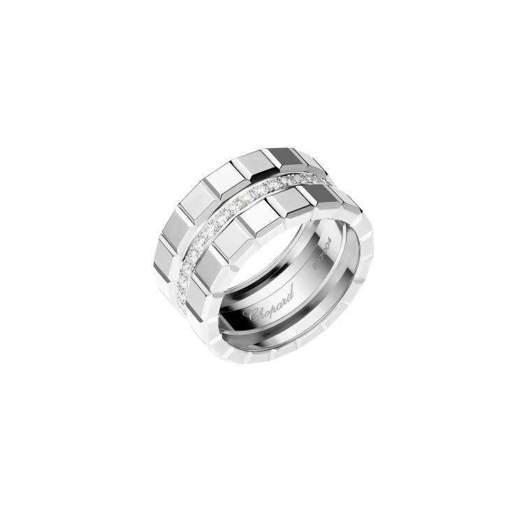 Chopard Ice Cube 18ct White Gold Diamond Double Wide Ring - 52