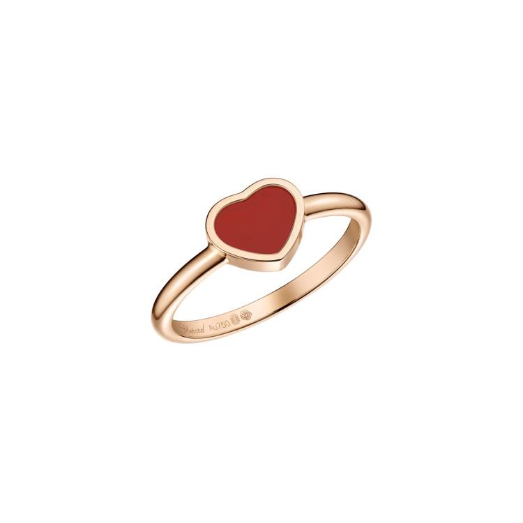 Chopard My Happy Hearts 18ct Rose Gold Carnelian Ring - 55