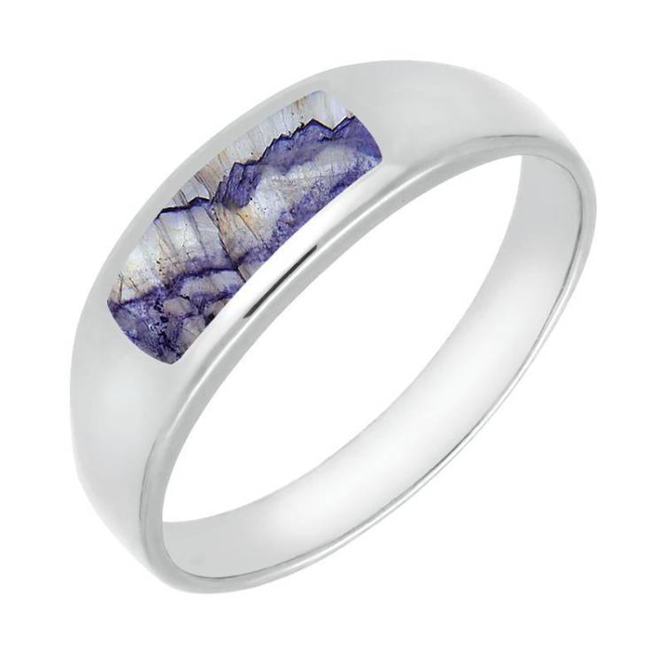 9ct White Gold Blue John Inlay Ring