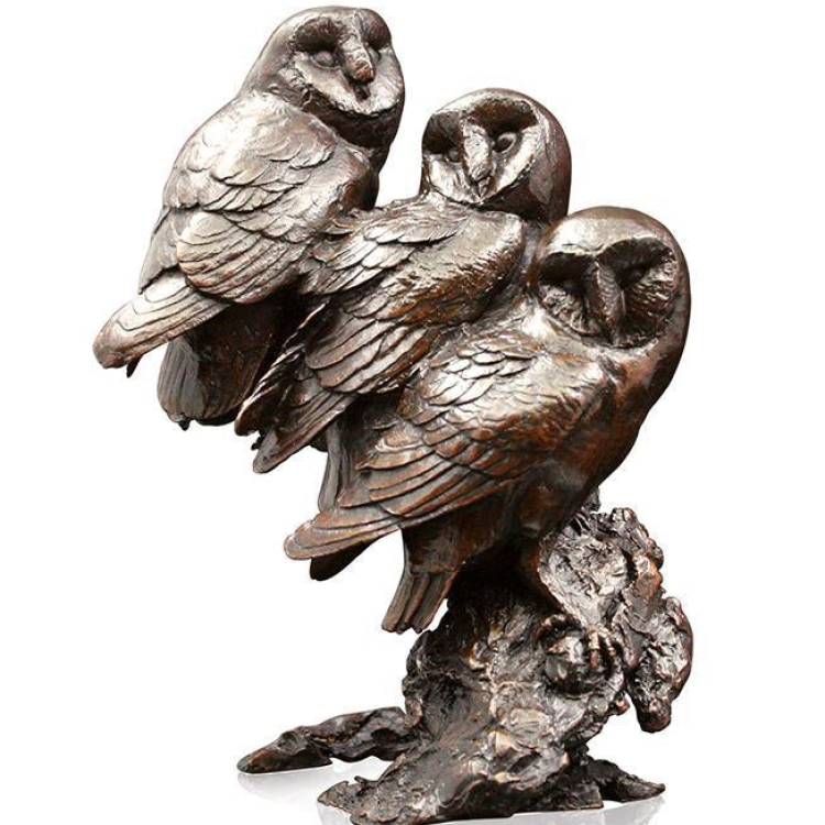 Art In Bronze Watchful Owls Figurine