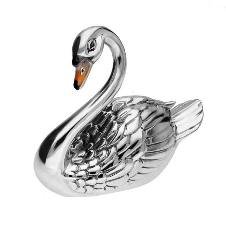Saturno Sterling Silver Enamel Single Large Swan Figurine D