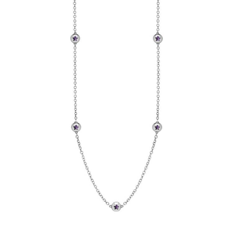 9ct White Gold Blue John Star Link Disc Chain Necklace - Option1 Value White Gold